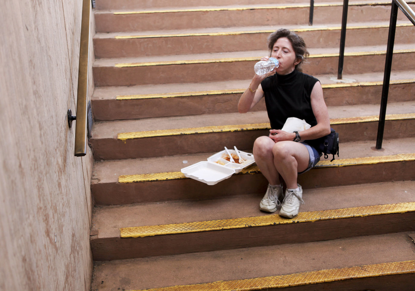 Woman on steps
